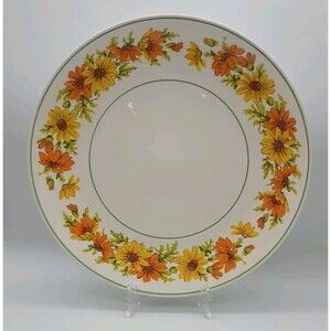 Taylor Smith And Taylor Springdale Daisy Platter Round Yellow Orange MCM 12.25"
